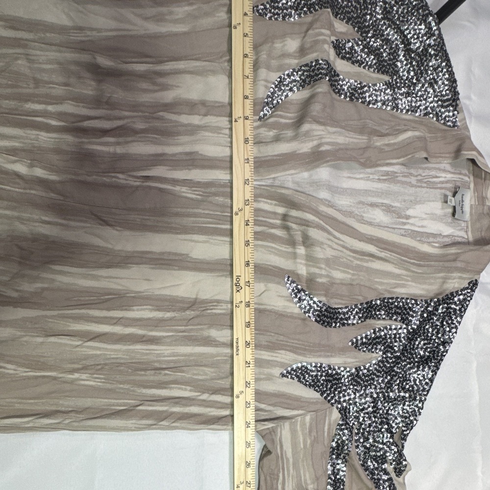 Haute Hippie Tribe Sequin Shoulder Open Front Duster Cardigan Taupe XS Boho - Picture 5 of 7
